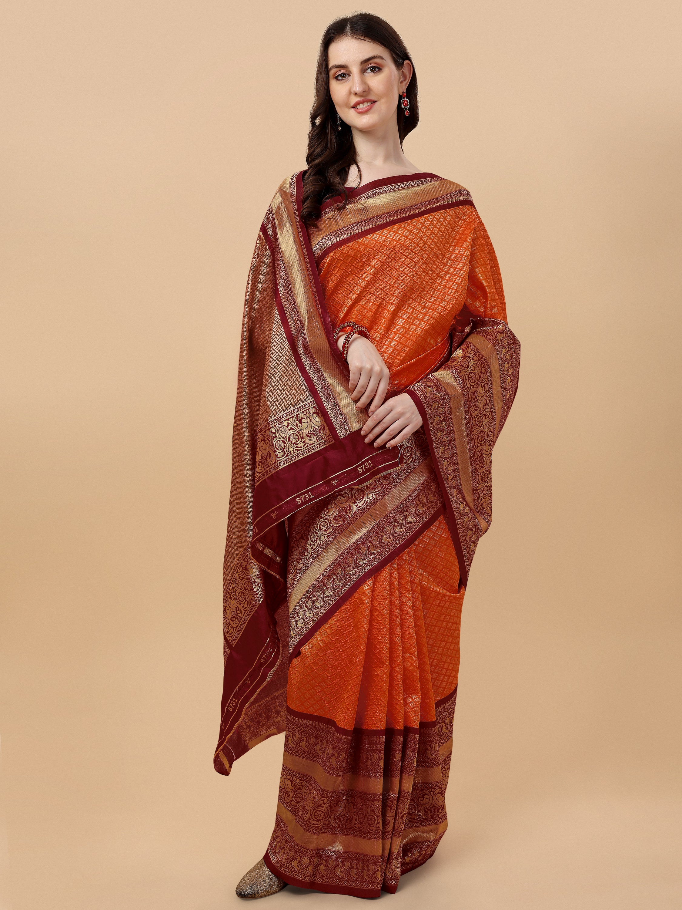 Woven Design Zari Silk Blend Banarasi Saree