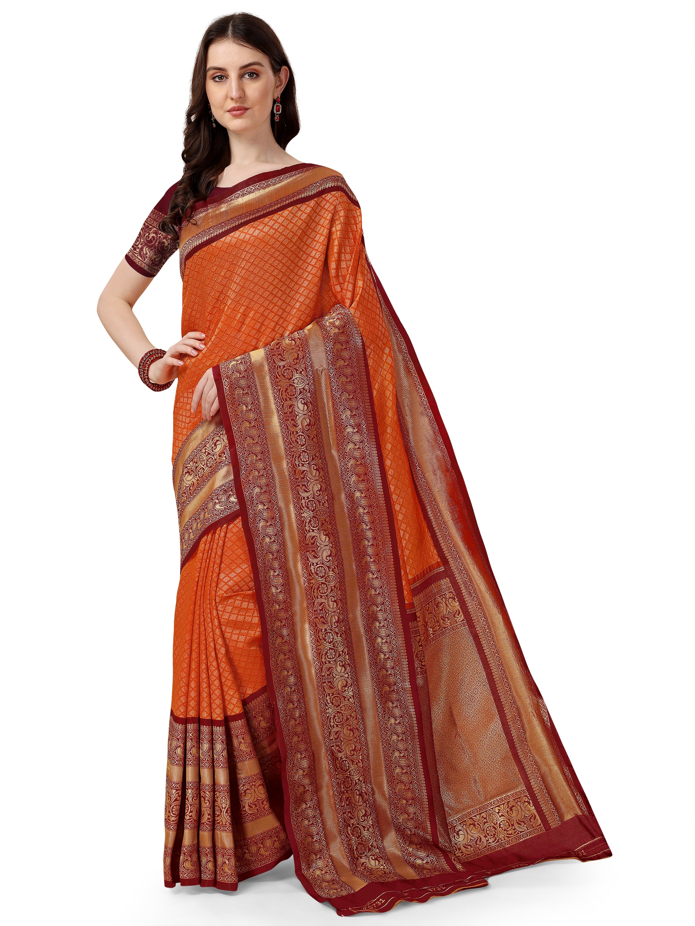 Woven Design Zari Silk Blend Banarasi Saree