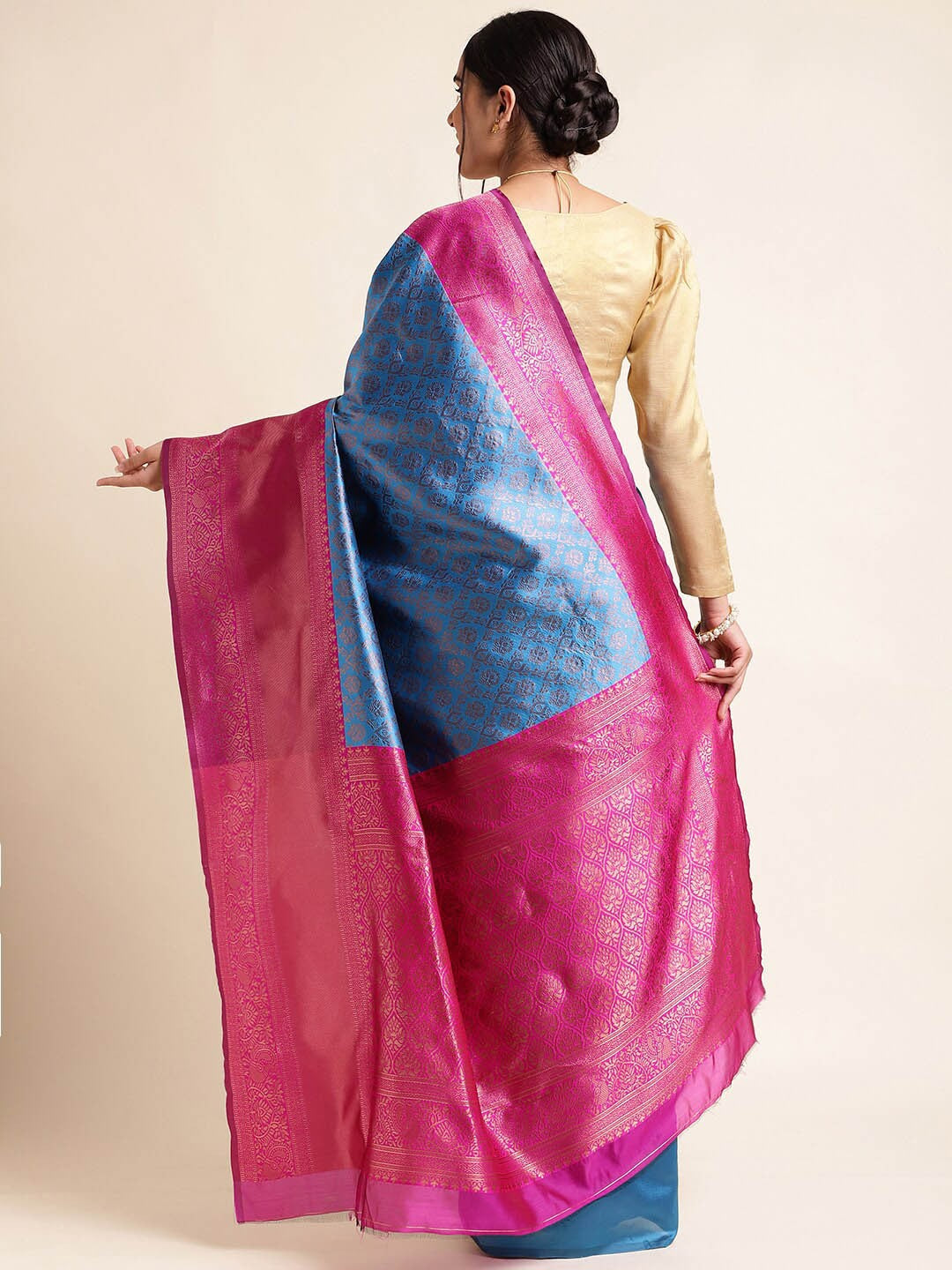 Woven Kanjivaram Pure Silk Saree (Blue)