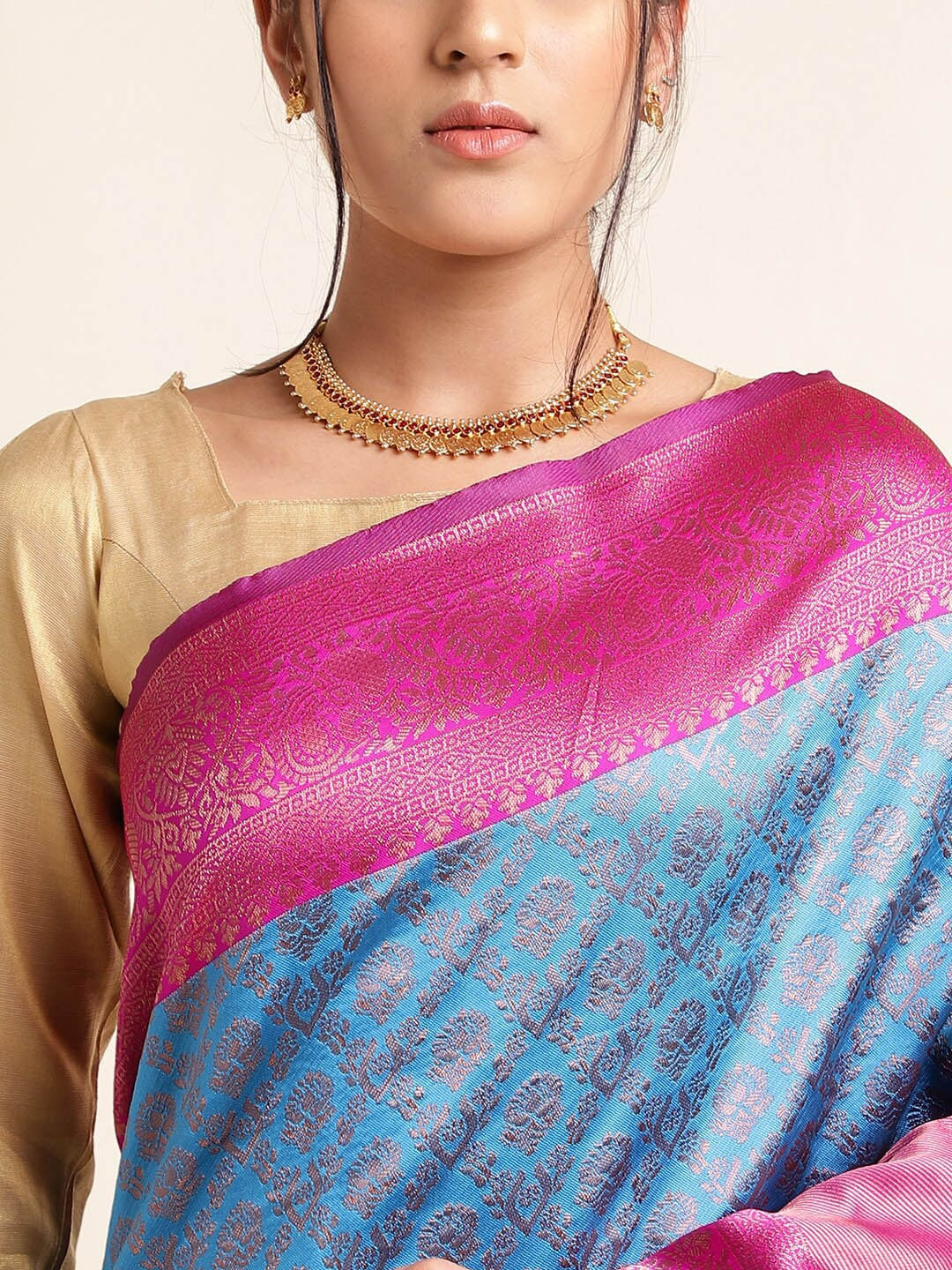 Woven Kanjivaram Pure Silk Saree (Blue)