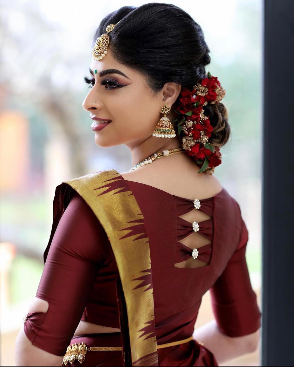 Woven Kanjivaram Pure Silk Saree (Maroon)