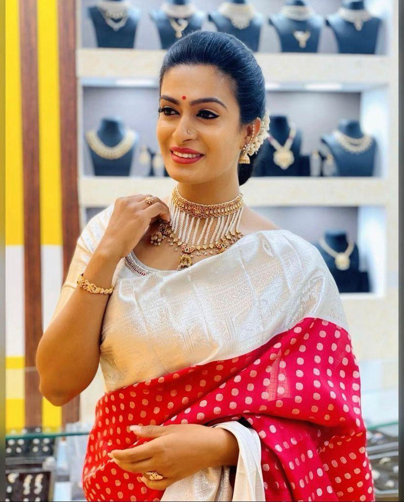 Woven Kanjivaram Pure Silk Saree (Pink)