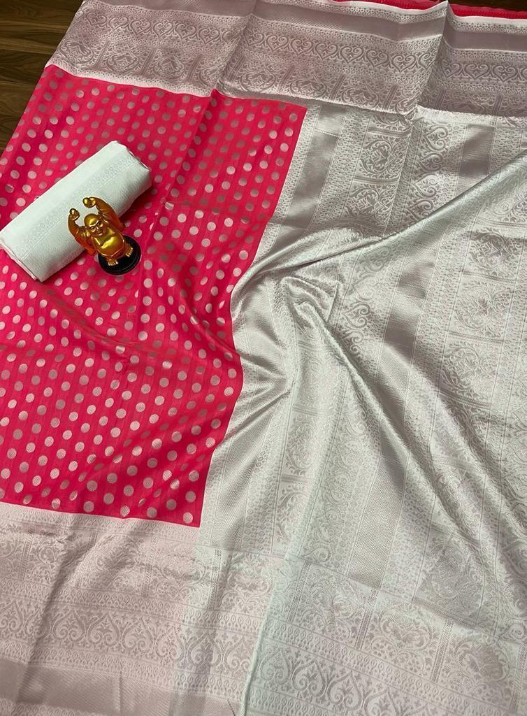 Woven Kanjivaram Pure Silk Saree (Pink)