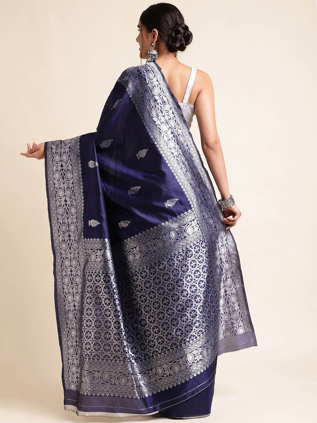 Woven Kanjivaram Pure Silk & Art Silk Saree (Blue)
