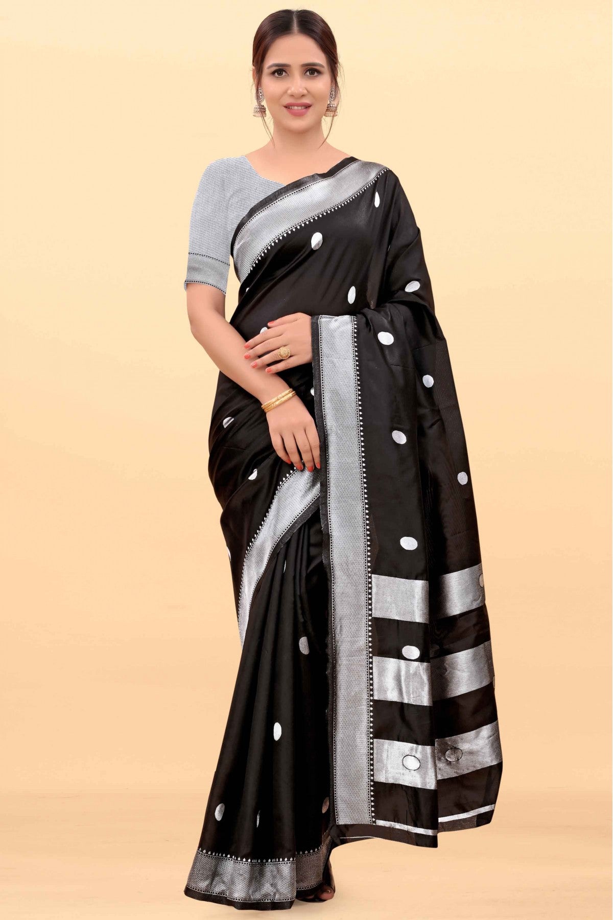 Woven Paithani Silk Saree (Black)
