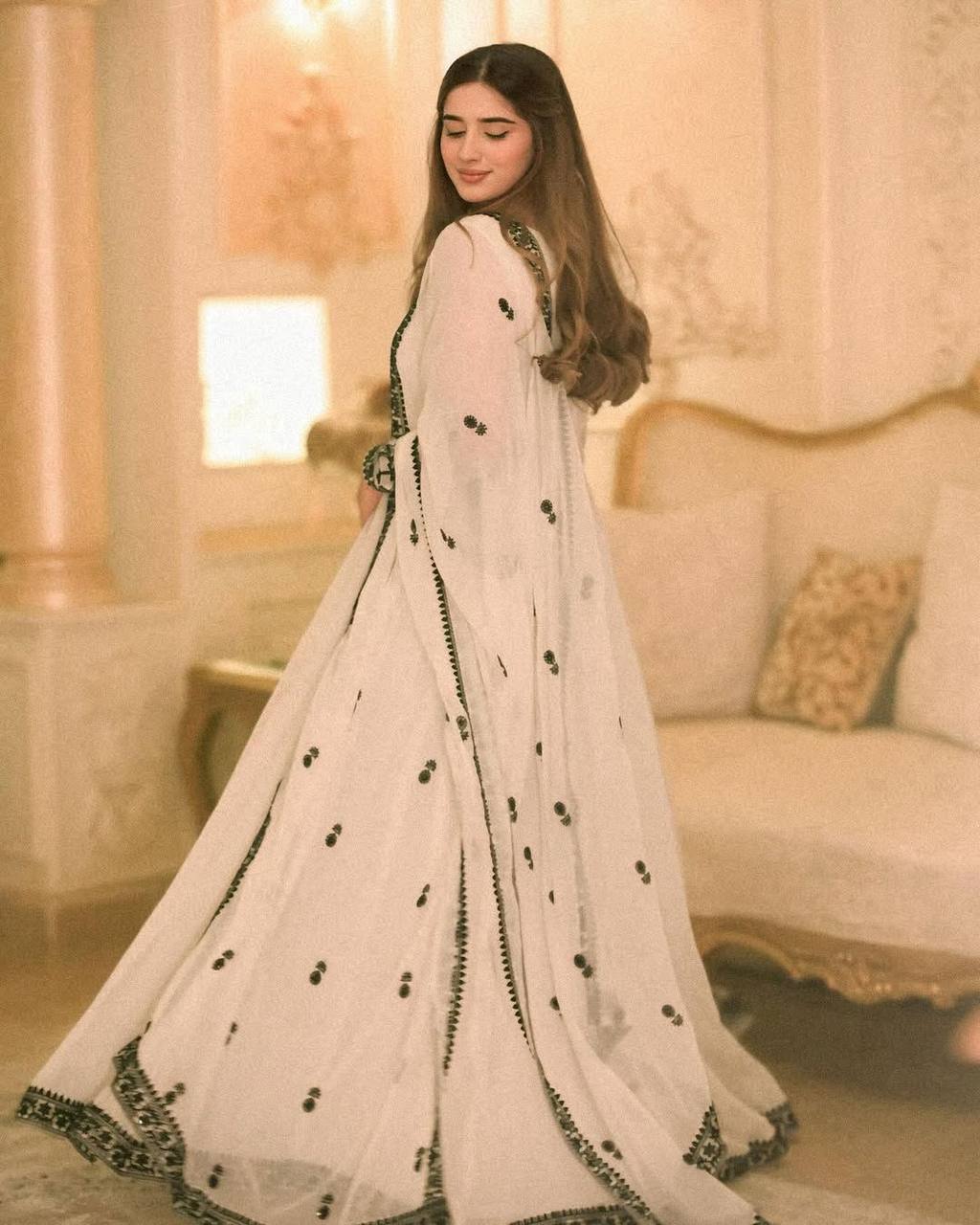 Designer Georgette Full Flair Gown with Dupatta