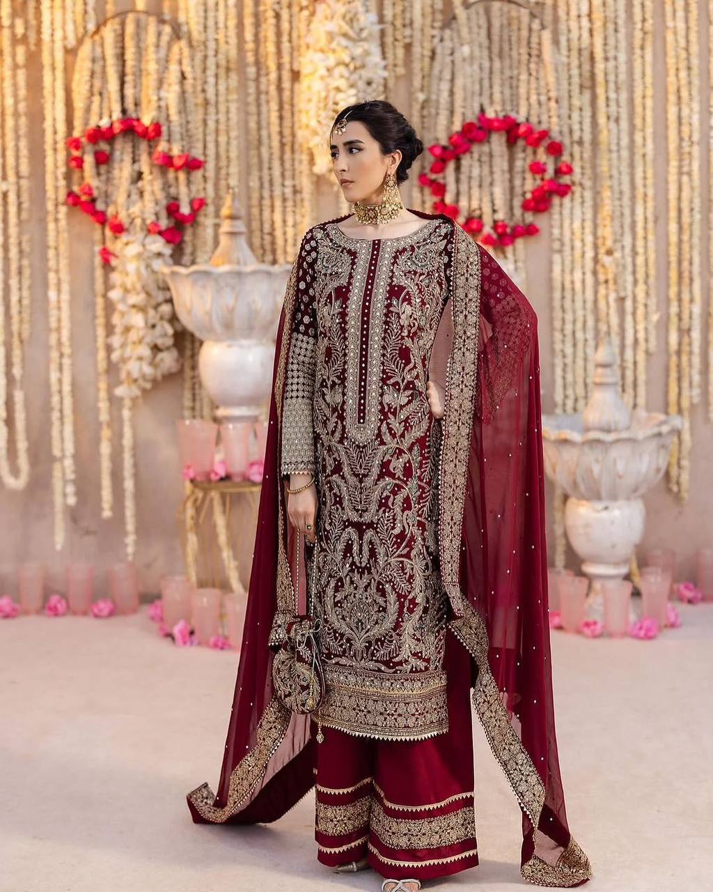 Maharani Weaves Designer Party Wear Top-Plazzo with Dupatta