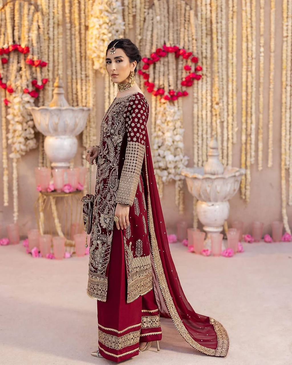 Maharani Weaves Designer Party Wear Top-Plazzo with Dupatta
