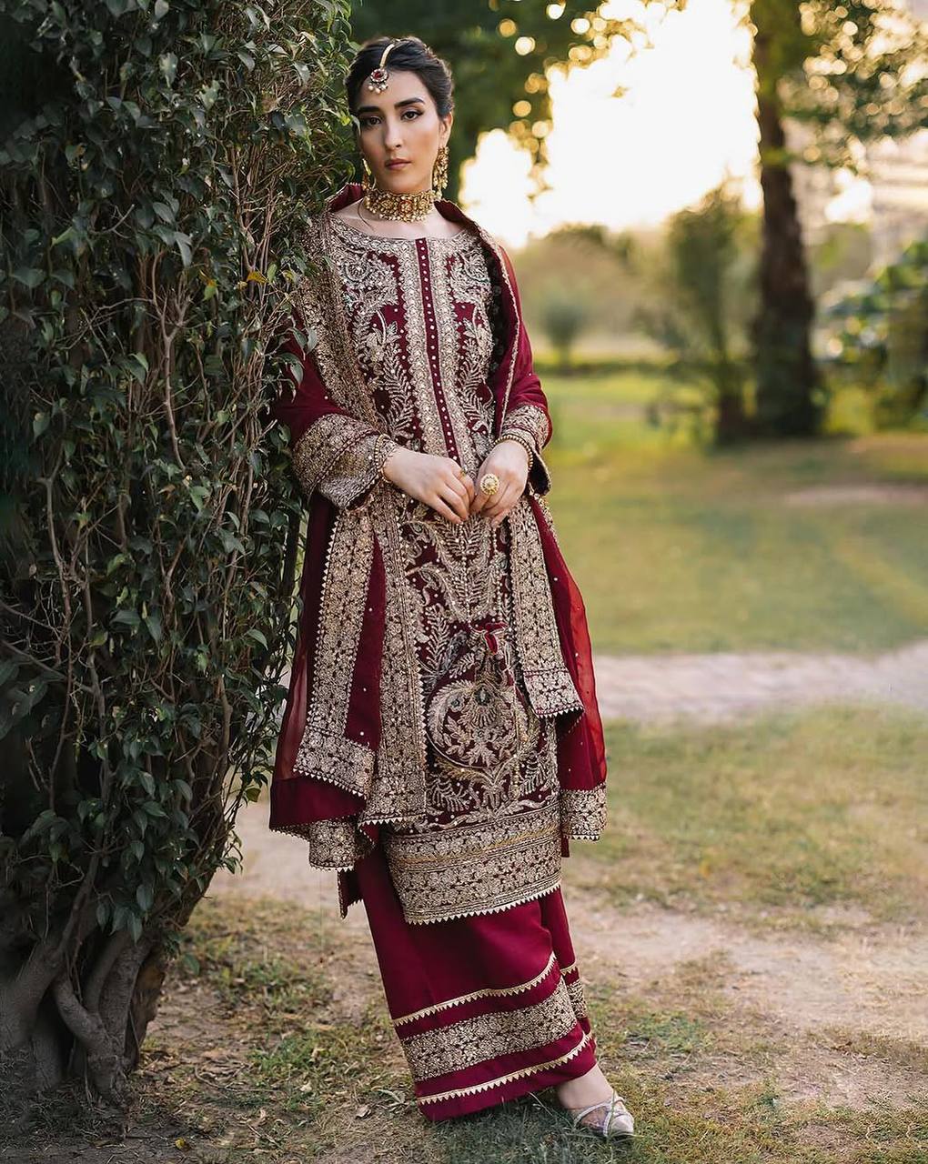 Maharani Weaves Designer Party Wear Top-Plazzo with Dupatta