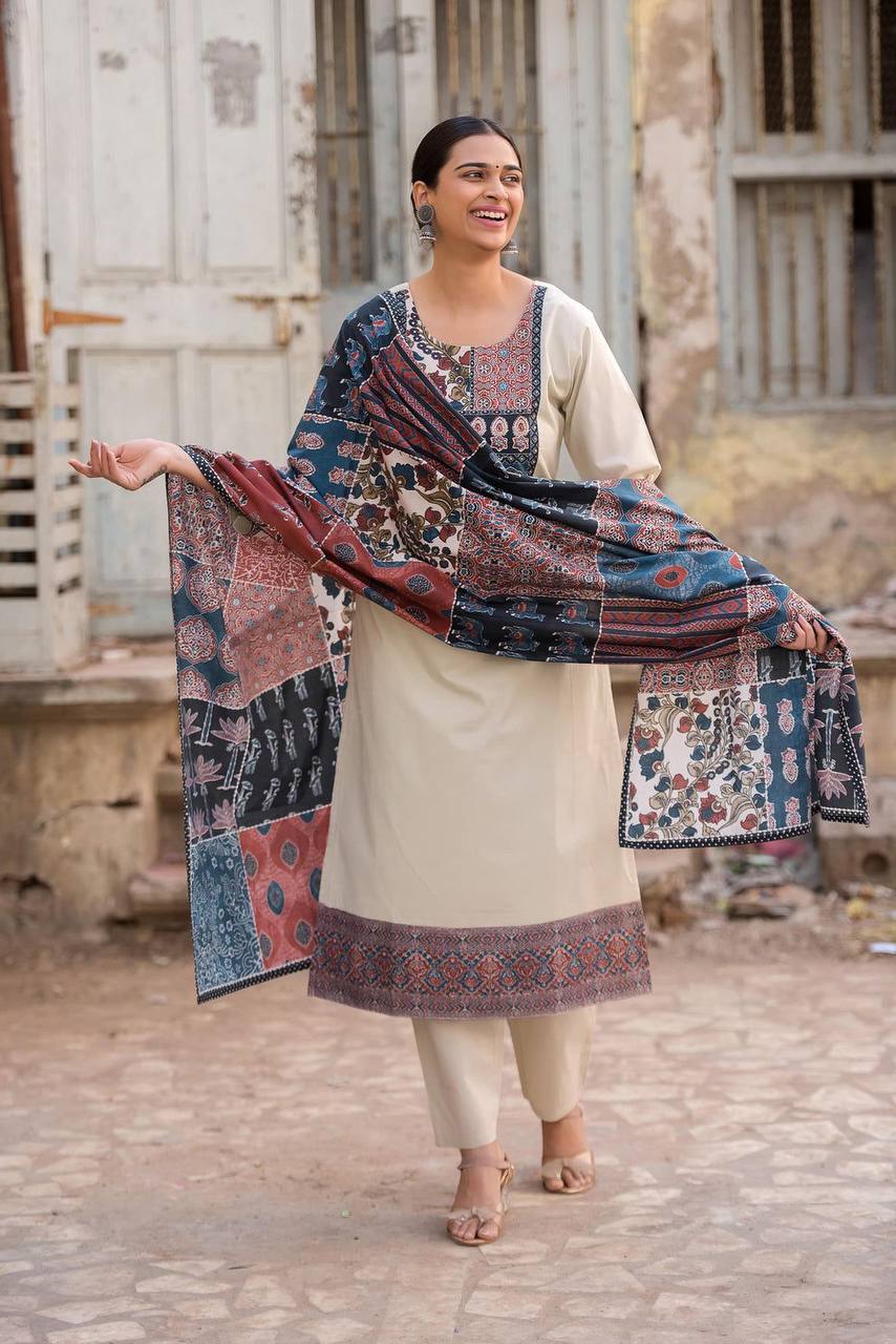 Designer Roman Silk Suit with Pant & Digital Printed Dupatta