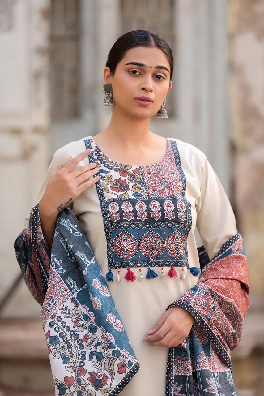 Designer Roman Silk Suit with Pant & Digital Printed Dupatta