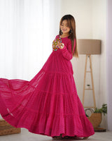 Designer Crunchy Silk Kediyakurta with Sharara & Dupatta Set