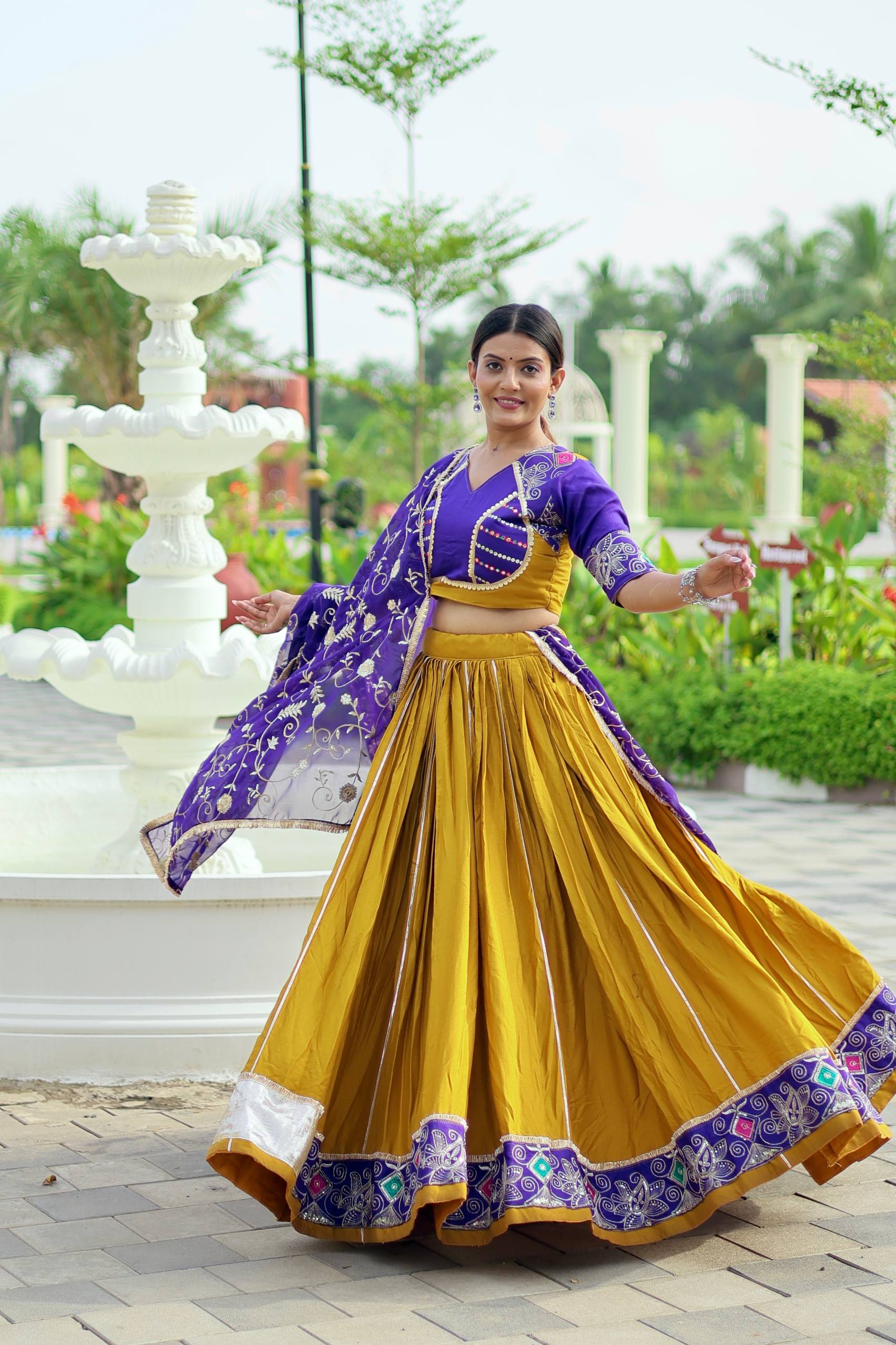 Navratri Special Embroidered Cotton Lehenga Choli with Fox Georgette Dupatta