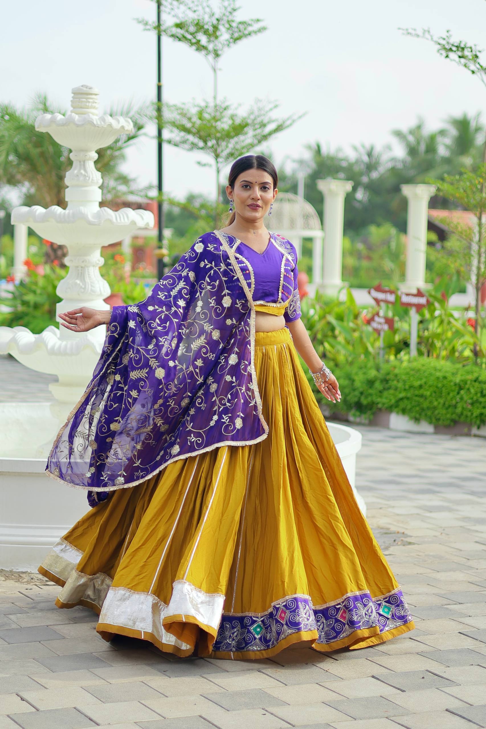 Navratri Special Embroidered Cotton Lehenga Choli with Fox Georgette Dupatta