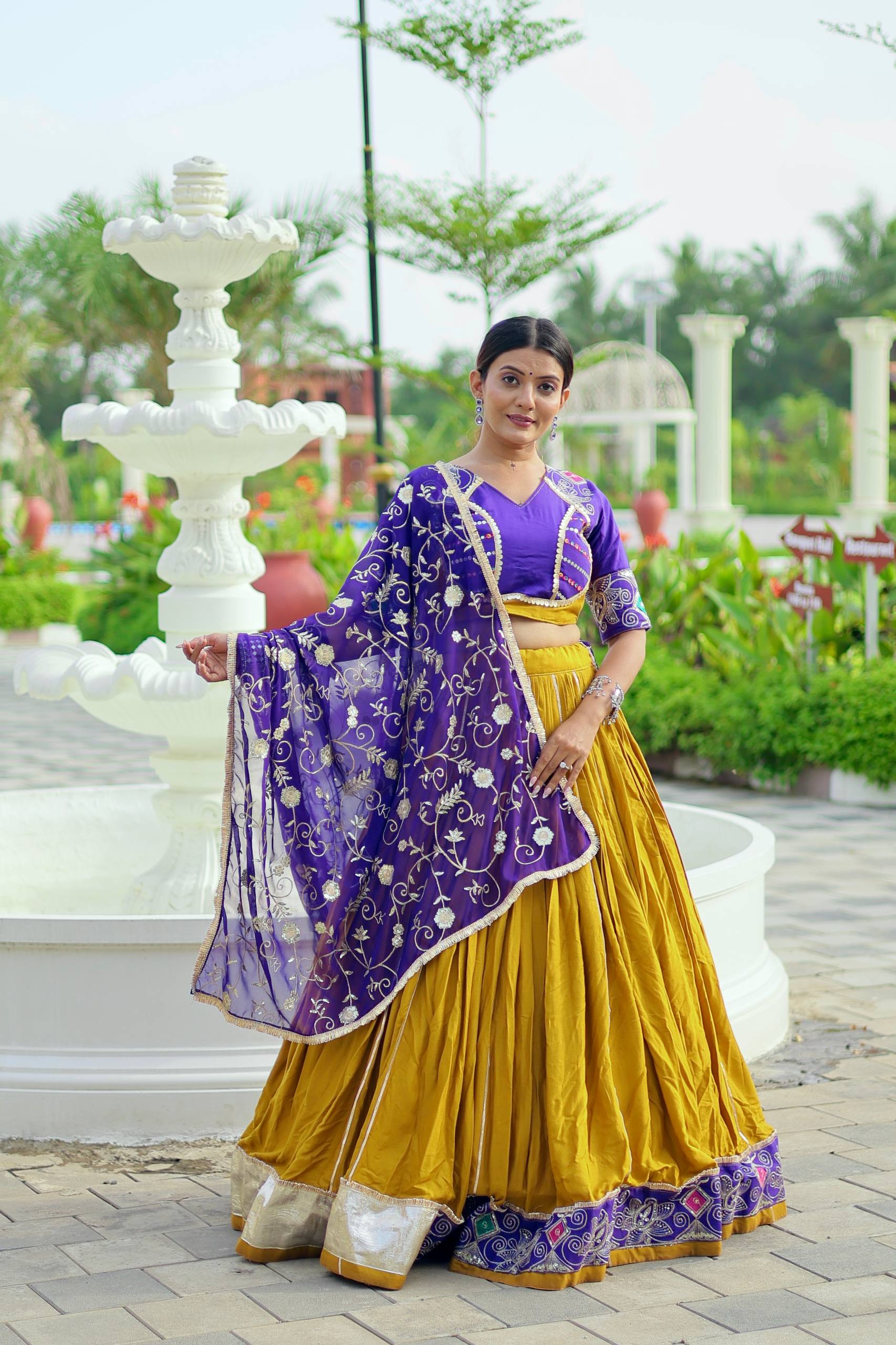Navratri Special Embroidered Cotton Lehenga Choli with Fox Georgette Dupatta