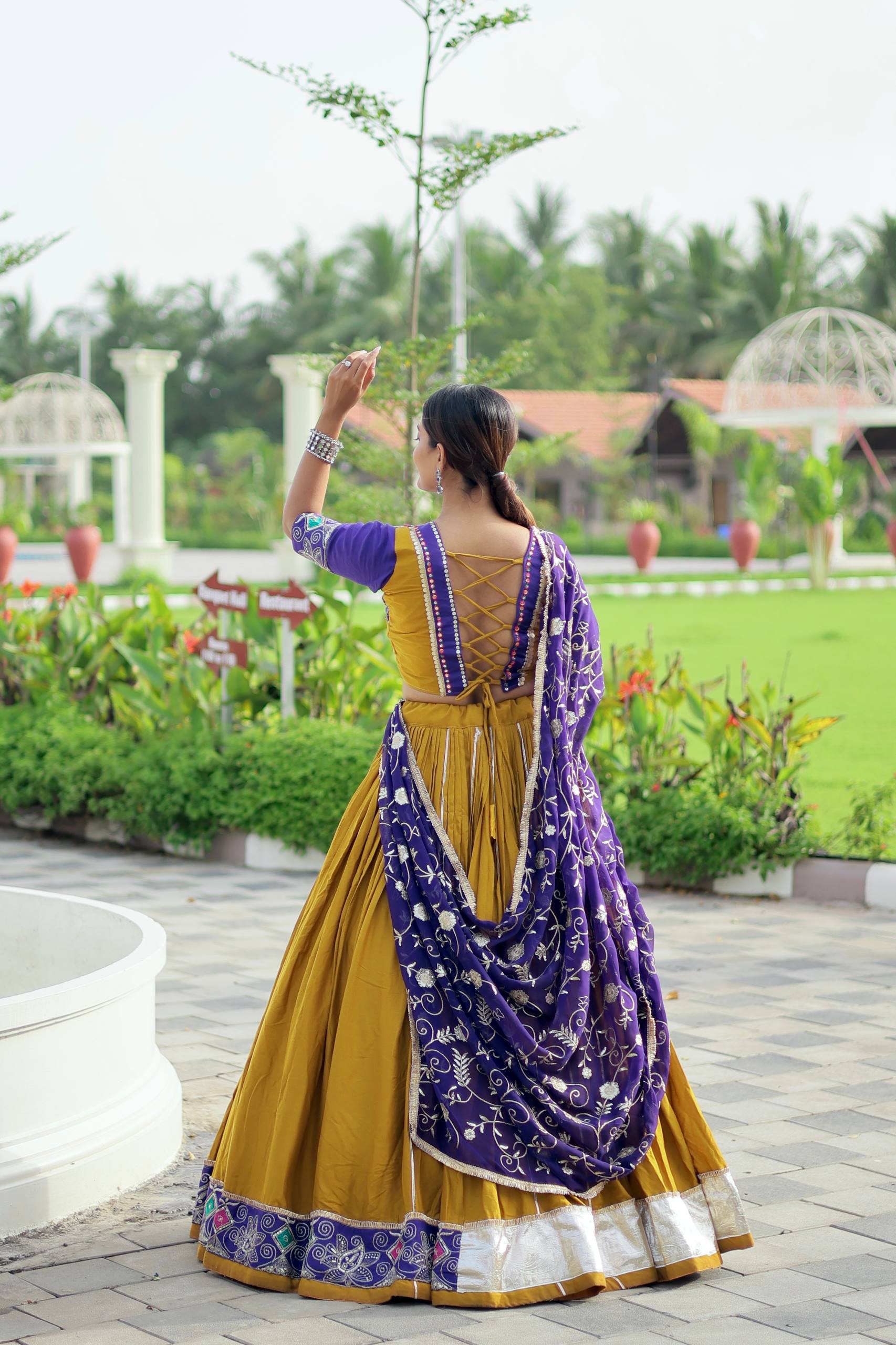 Navratri Special Embroidered Cotton Lehenga Choli with Fox Georgette Dupatta