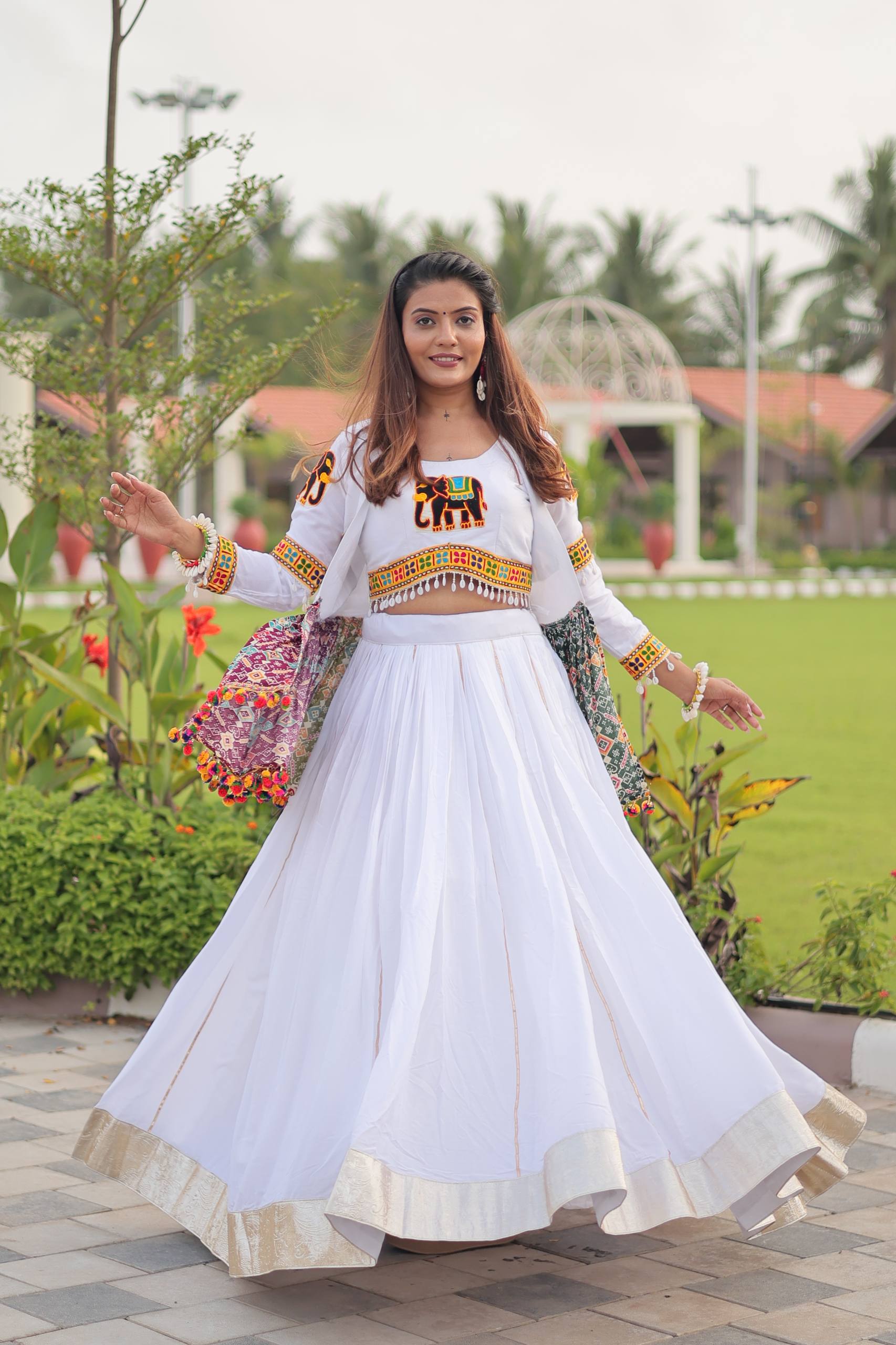 Navratri Special Gamathi Work Lehenga Choli with Koti