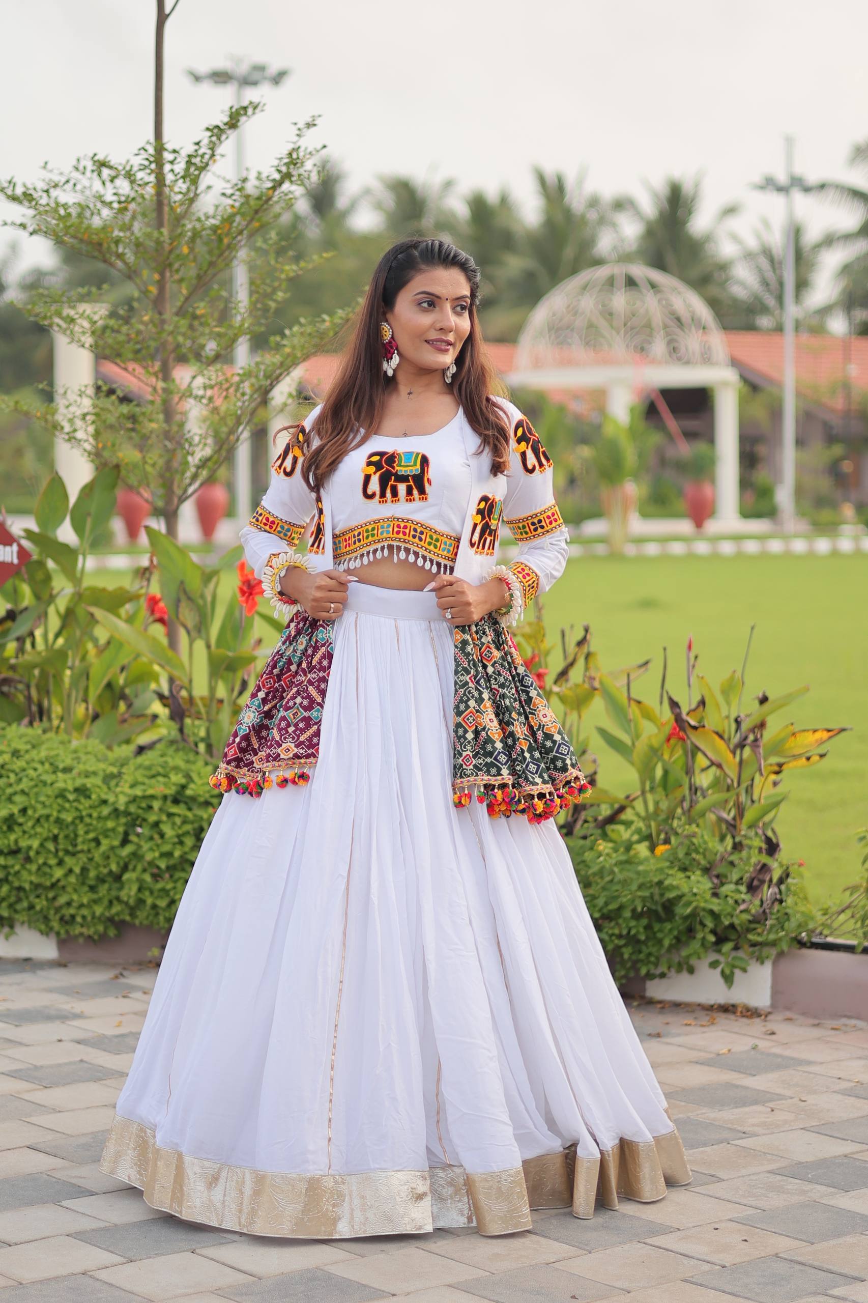 Navratri Special Gamathi Work Lehenga Choli with Koti