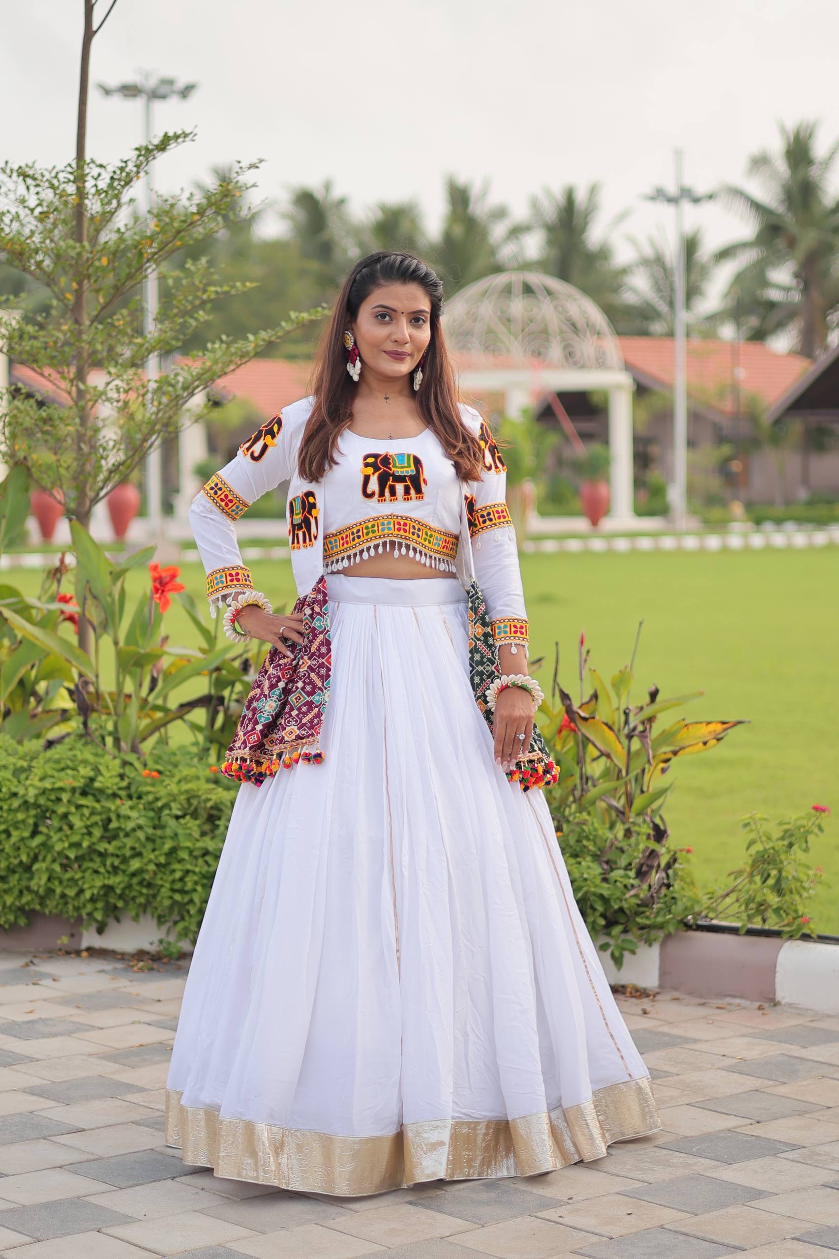 Navratri Special Gamathi Work Lehenga Choli with Koti