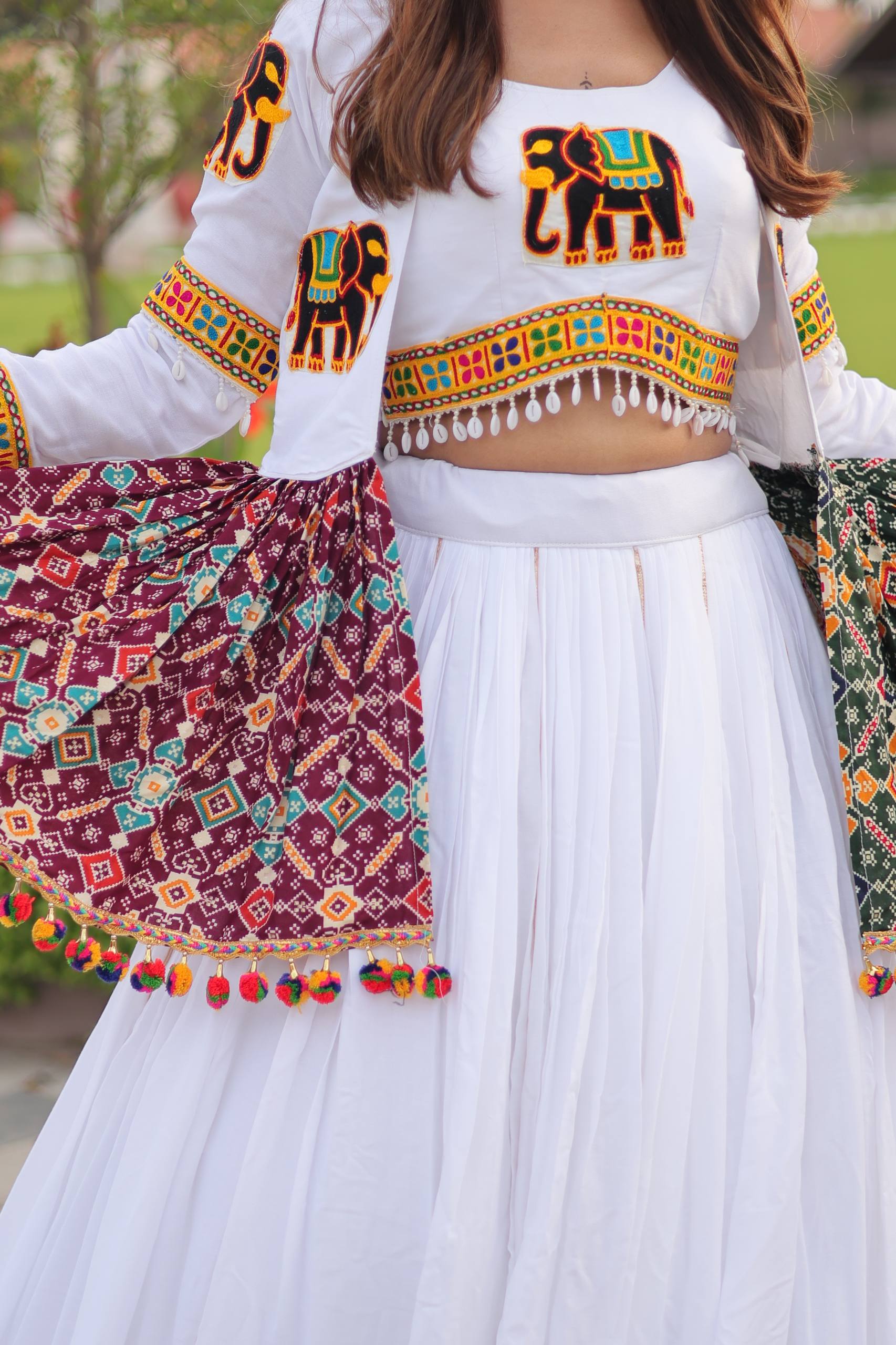 Navratri Special Gamathi Work Lehenga Choli with Koti