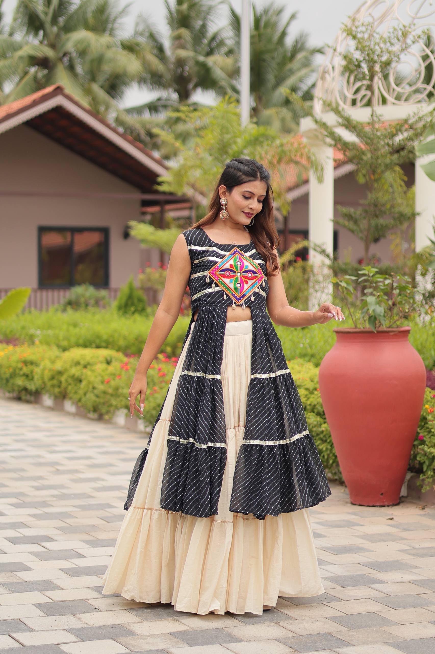 Navratri Special Gamathi Work Lehenga Choli with Shrug