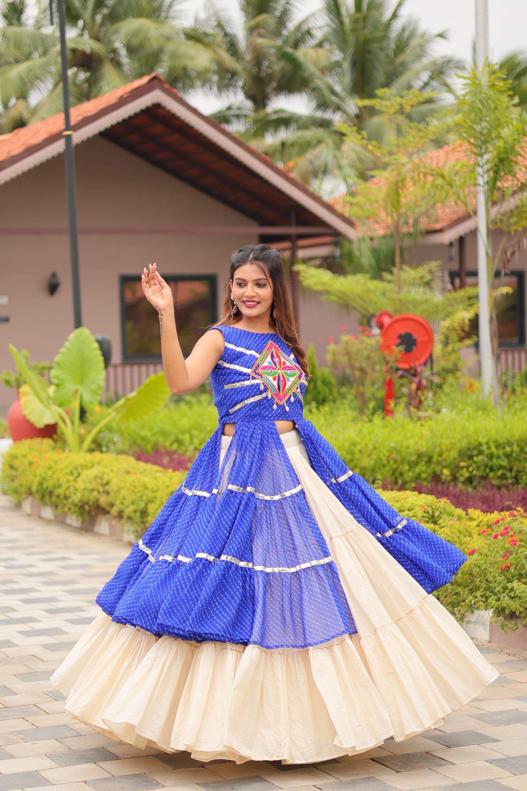Navratri Special Gamathi Work Lehenga Choli with Shrug