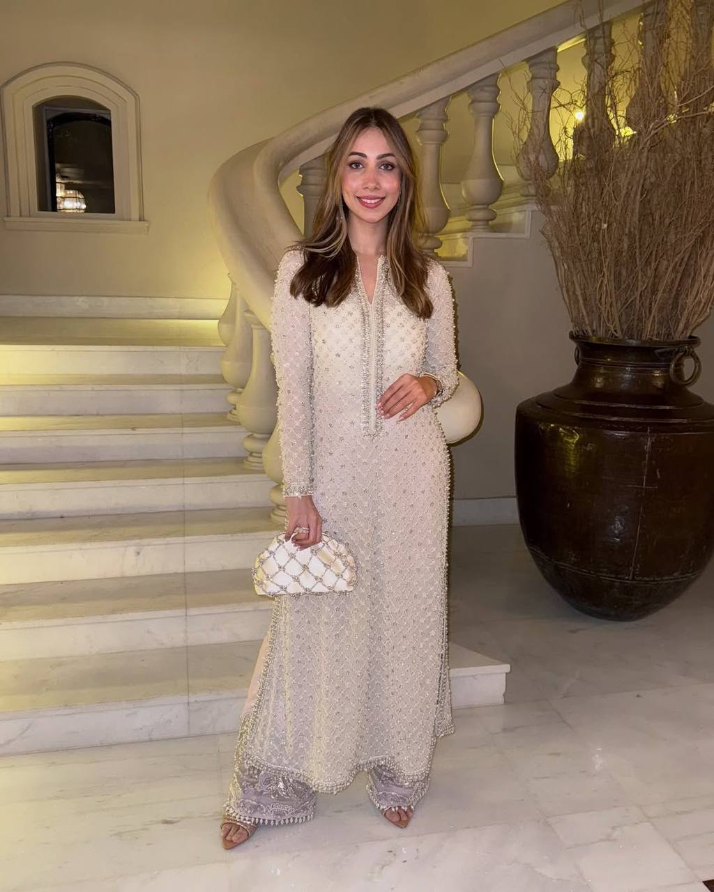 Designer Faux Georgette Sequin & Moti Embroidered Suit with Dupatta