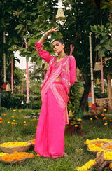 Indo-Western Ready-to-Wear Drape Saree with Fully Embroidered Koti