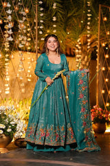 Designer Crunchy Silk Top–Sharara–Dupatta Set | Heavy Embroidery Party Wear