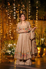 Designer Crunchy Silk Top–Sharara–Dupatta Set | Heavy Embroidery Party Wear