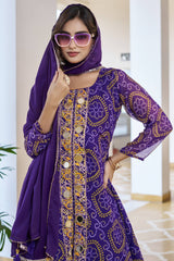 Premium Bandhani Print Kurti–Plazzo–Dupatta Set