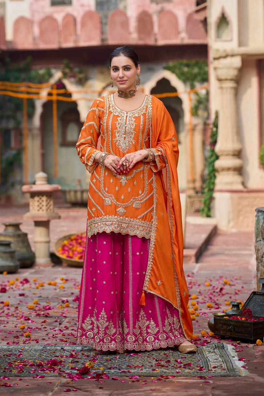 Kanupriya Kesari Rose Full work Suit Set